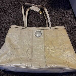 Coach Cream Signature Tote Bag
